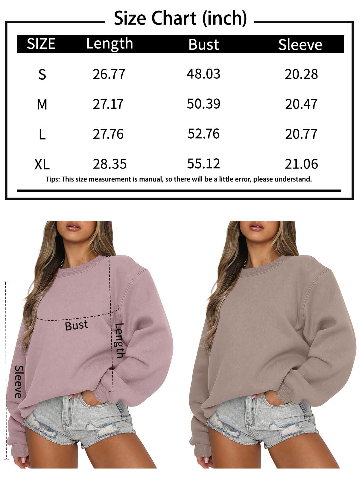 EFAN Womens Fashion 2024 Fall Outfits Oversized Sweatshirts CrewNeck Pullover Hoodies y2k Teen Girls Clothes Grey